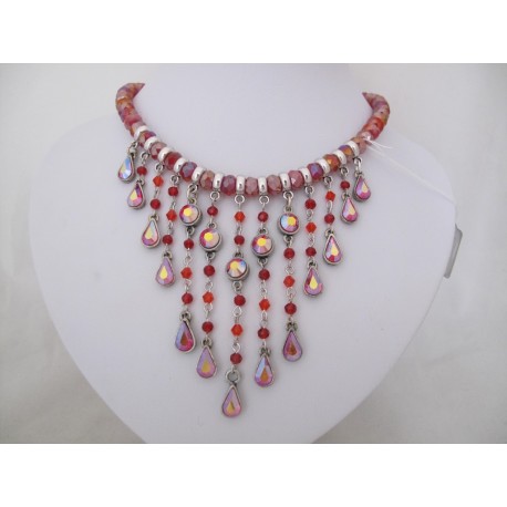 Rode ketting met Swarovski