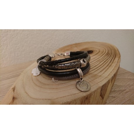 Zwart met taupe armband