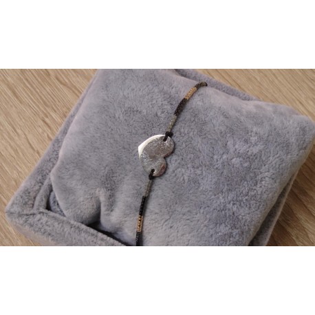 Zwart/grijs armbandje met hart