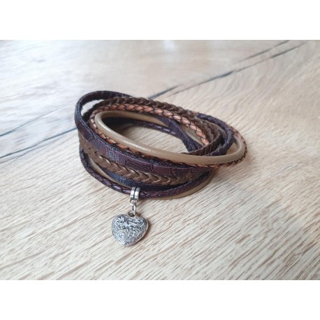 Bruine wikkelarmband van leer
