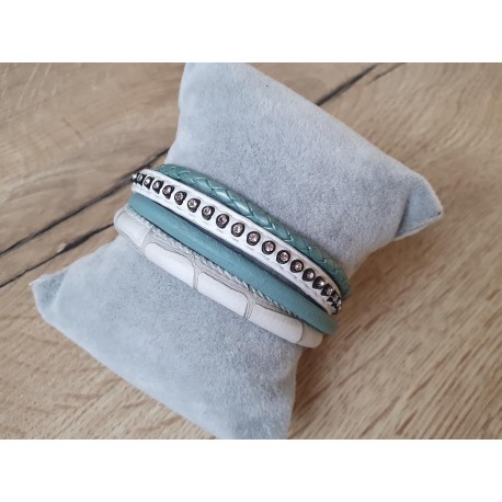 Wit/turquoise armband