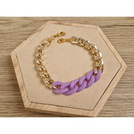Chain armband gold/lila