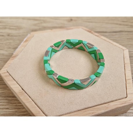 Tile armband groen/zilver