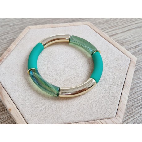Tube armband groen/gold