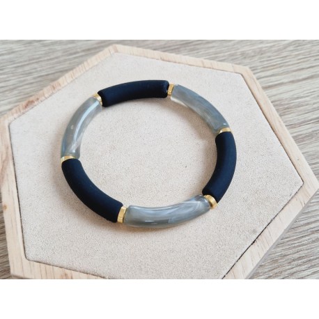Tube armband zwart/grijs