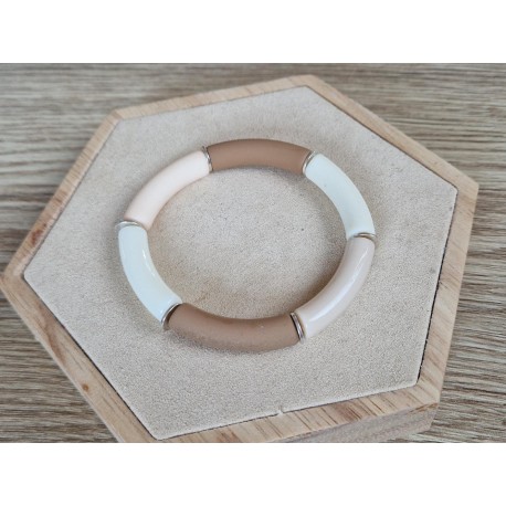Tube armband beige/gold