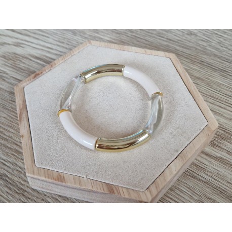 Tube armband beige/gold