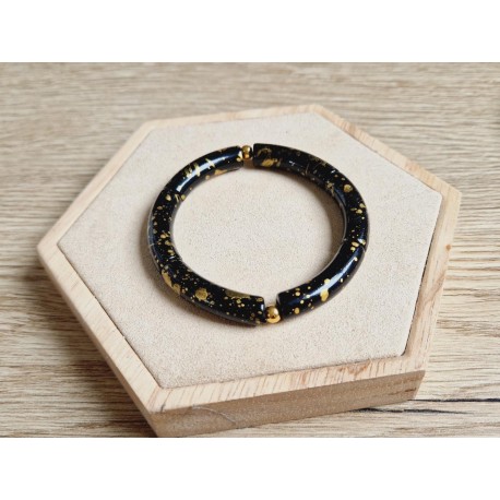 Tube armband zwart/goud