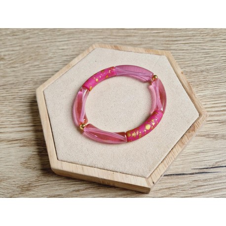 Tube armband fuchsia/goud