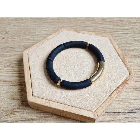 Tube armband mat zwart/goud