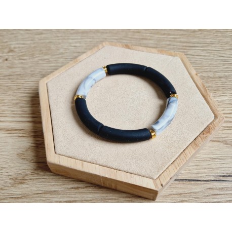 Tube armband zwart/goud