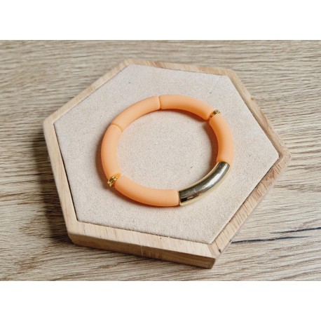 Tube armband peach/goud